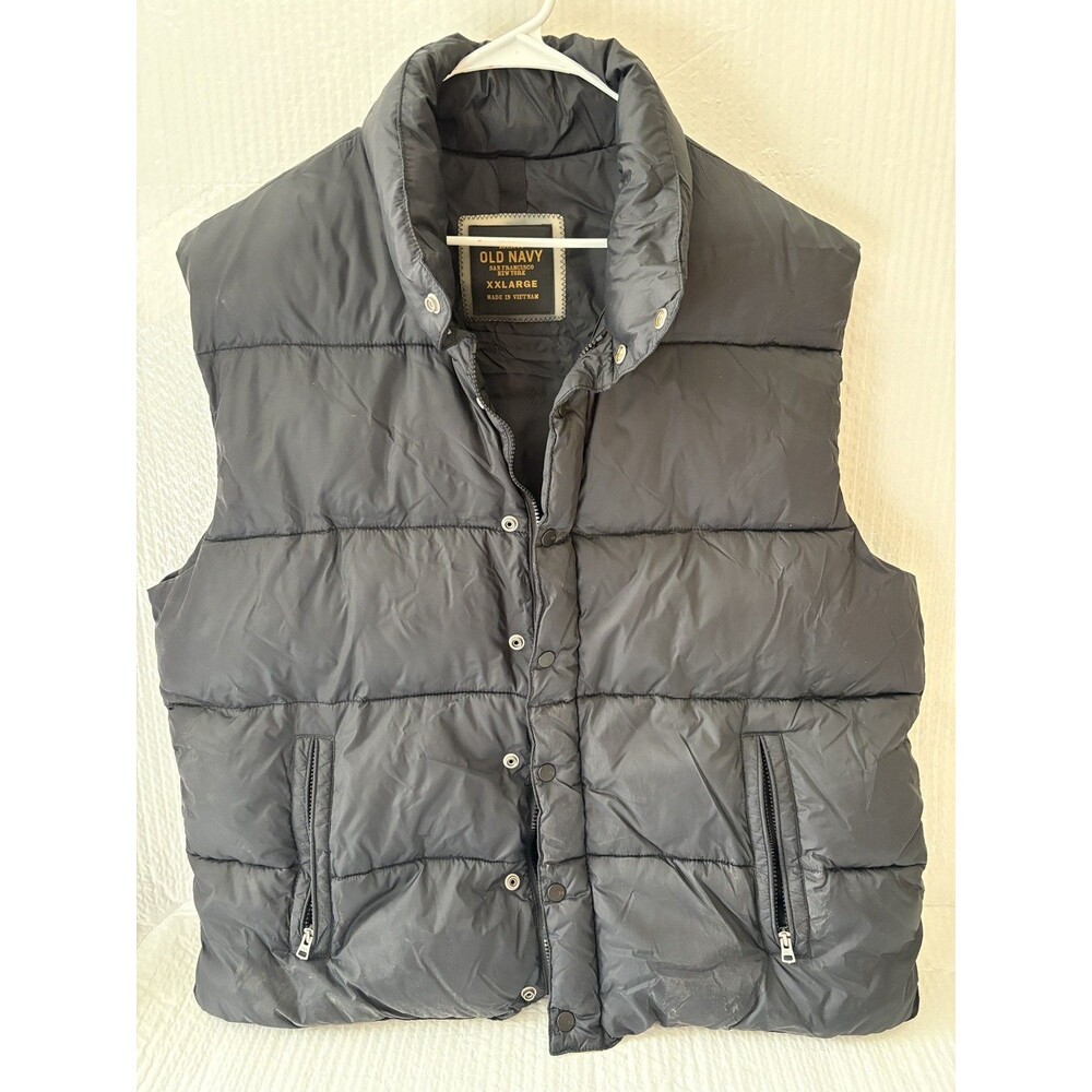 Old Navy Puffer Vest Navy Blue Quilted Insulation, Mens 2XL